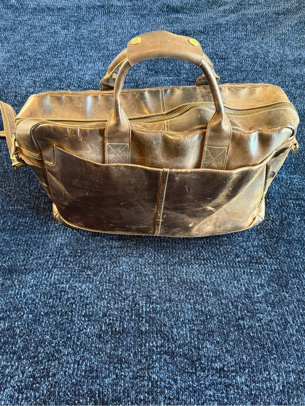 Vintage Brown Genuine Leather Laptop Briefcase Messenger Travel Bag